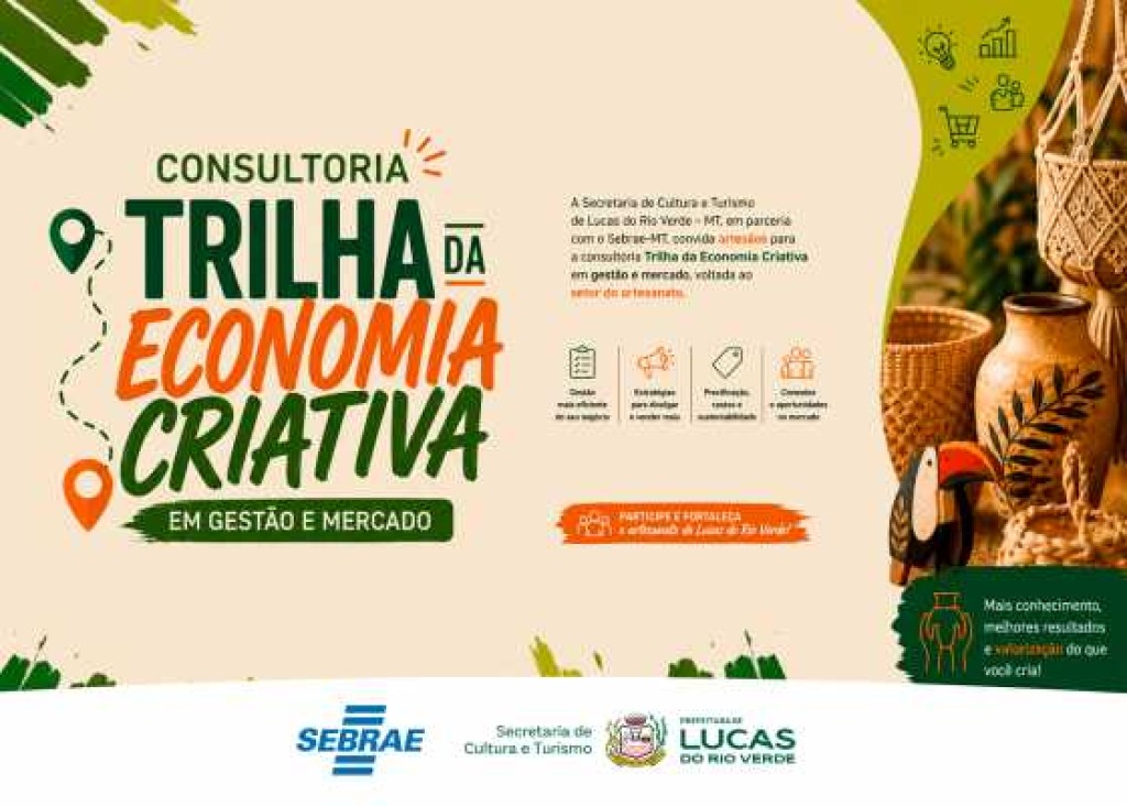 Inscrições abertas para a Trilha da Economia Criativa em Lucas do Rio Verde