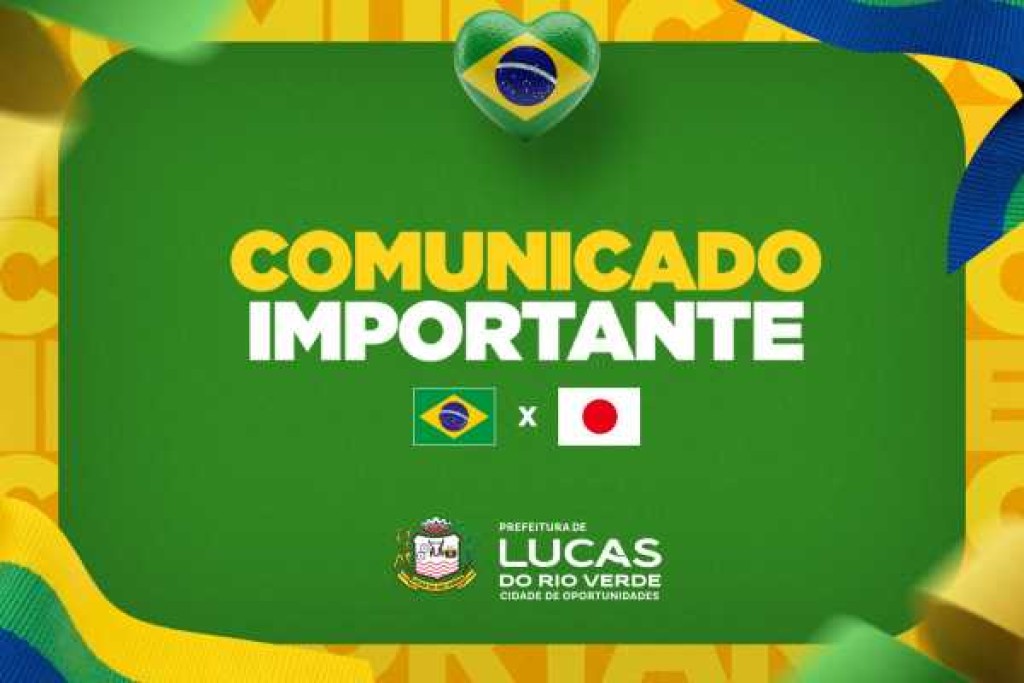 Prefeitura de Lucas do Rio Verde altera horário de expediente na segunda-feira (29) devido ao jogo do Brasil