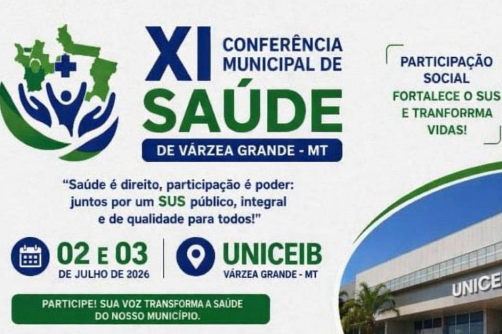11ª Conferência Municipal de Saúde debate futuro do SUS em Várzea Grande nos dias 2 e 3 de julho