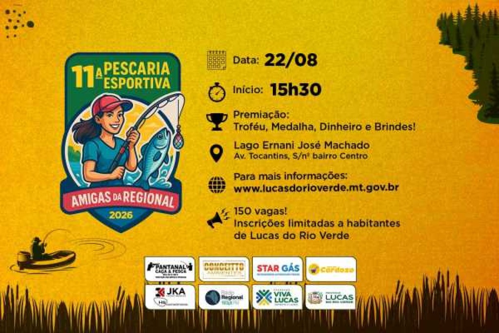 Inscrições para a 11ª Pescaria Esportiva das Amigas da Regional abrem na sexta-feira (10)
