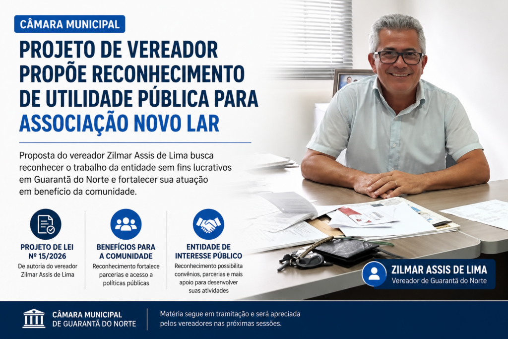 Projeto do vereador Zilmar propõe reconhecimento de utilidade pública para Associação Novo Lar em Guarantã do Norte