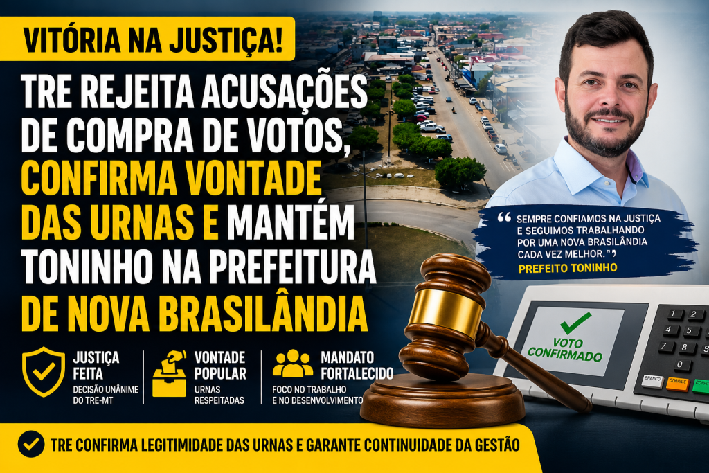 TRE rejeita acusação de compra de votos, confirma vontade das urnas e mantém Toninho na Prefeitura de Nova Brasilândia