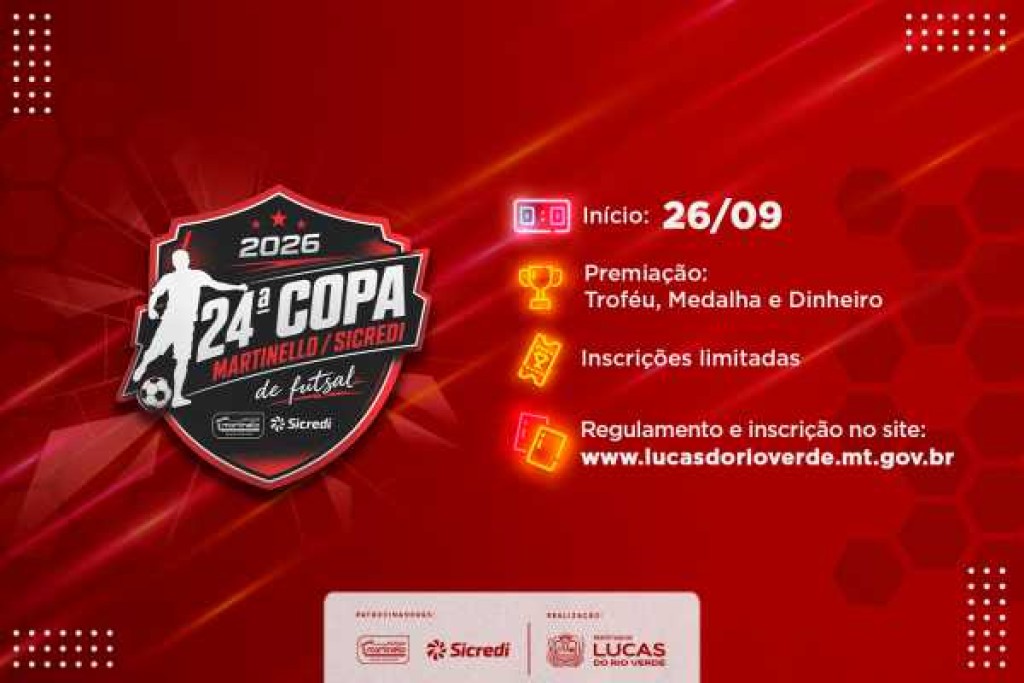 24ª Copa Martinello/Sicredi de Futsal abre inscrições em Lucas do Rio Verde