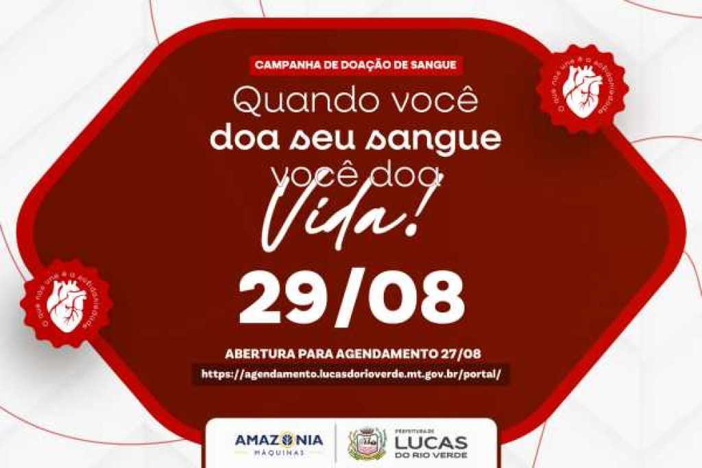 Agendamento para a Campanha de Doação de Sangue começa nesta quinta-feira (27)