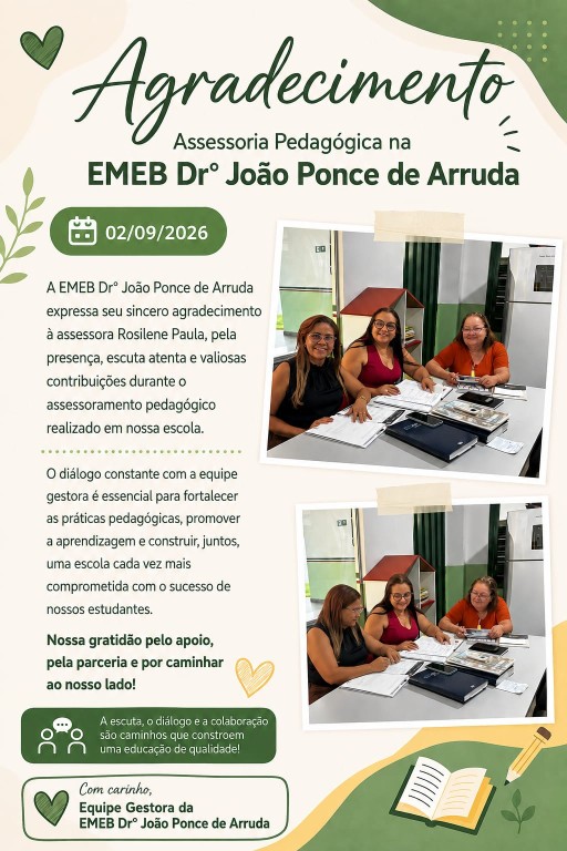 EMEB João Ponce de Arruda recebe assessoria pedagógica focada em escuta ativa e planejamento