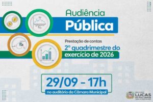 Prestação de contas do 2º quadrimestre de 2026 será apresentada pela Prefeitura em 29 de setembro