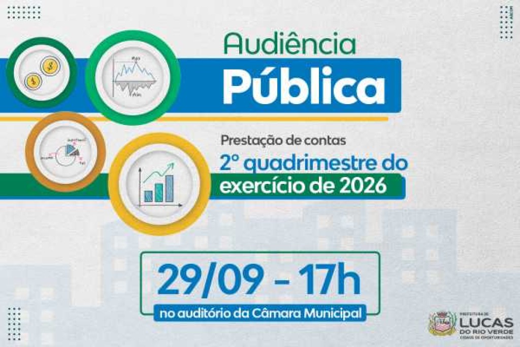 Prestação de contas do 2º quadrimestre de 2026 será apresentada pela Prefeitura em 29 de setembro