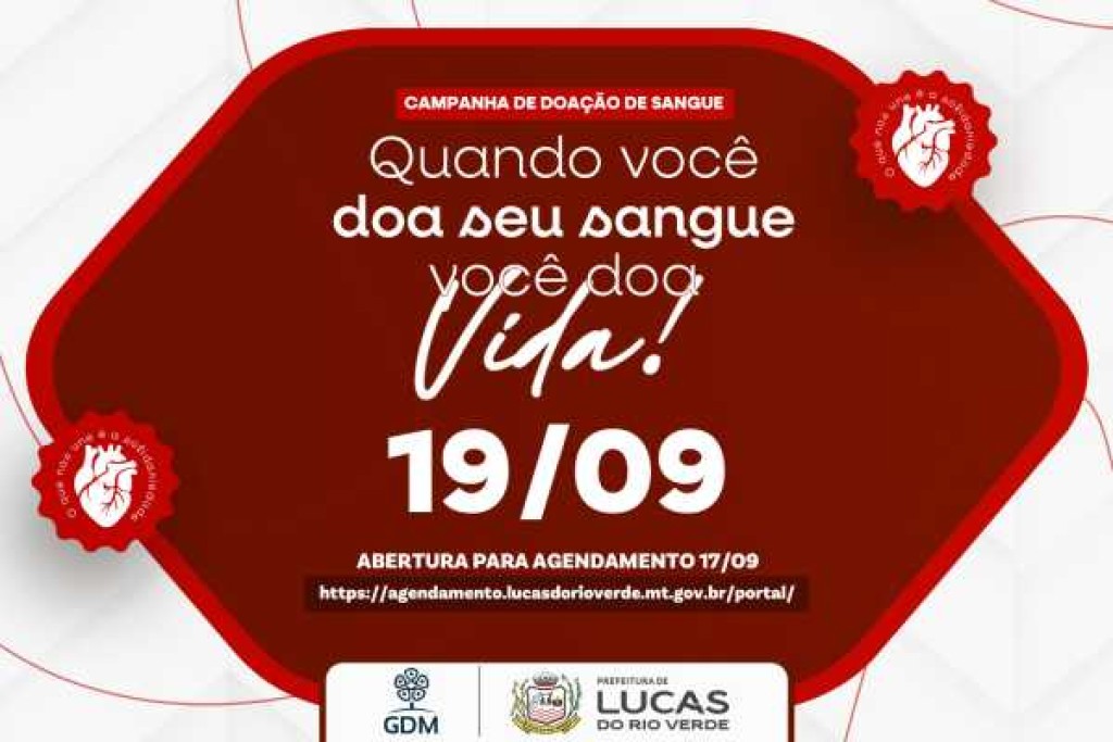 Agendamento para a Campanha de Doação de Sangue começa nesta quinta-feira (17)
