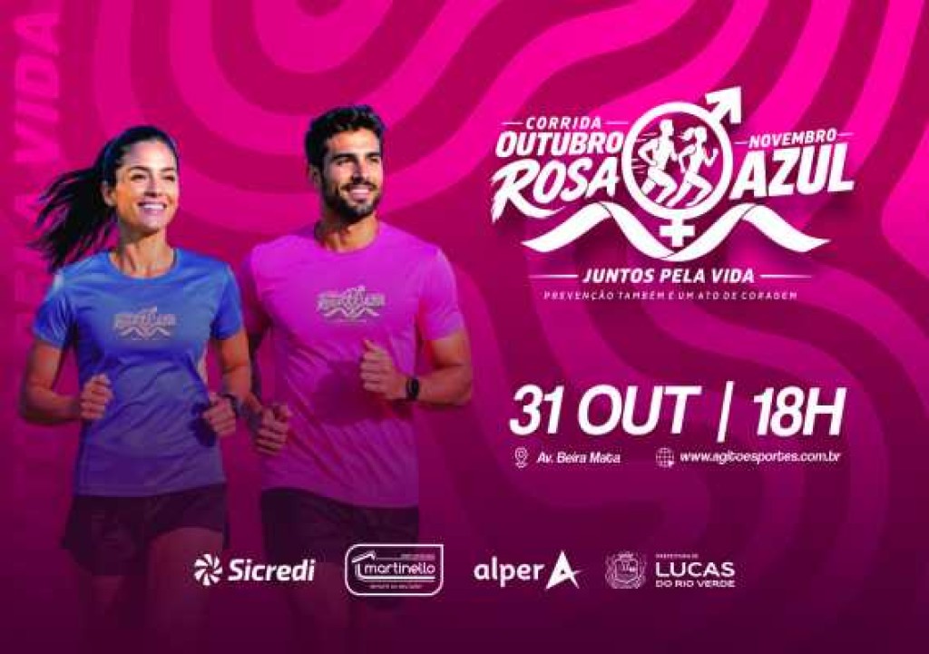 Inscrições para Corrida Outubro Rosa/Novembro Azul abrem nesta quinta-feira (17)