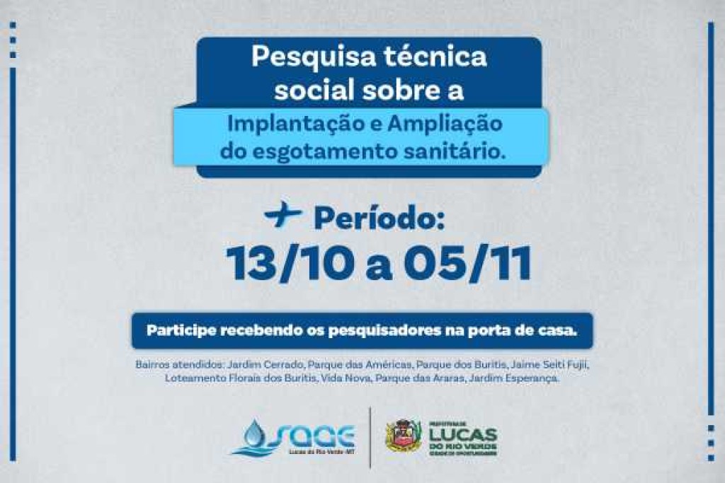 Pesquisa social sobre esgotamento sanitário teve início nesta terça-feira (13) em Lucas